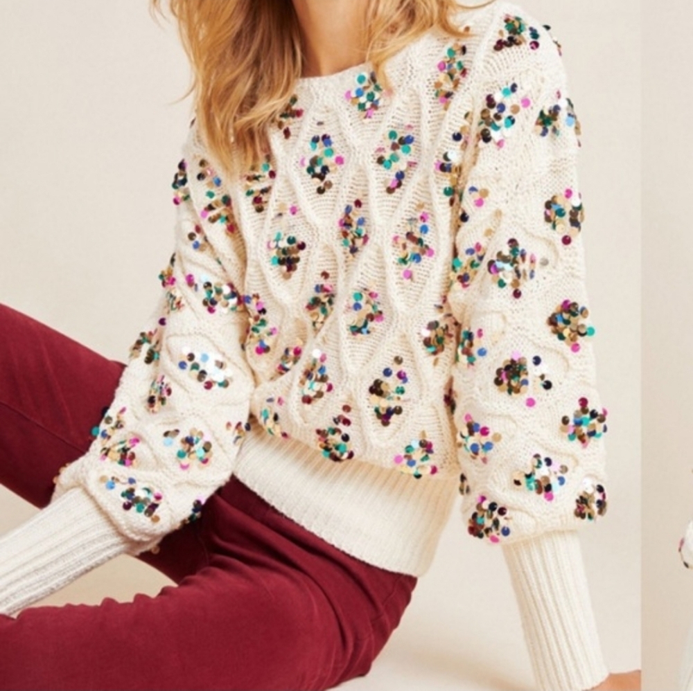 Anthropologie Lara Sequin Sweater